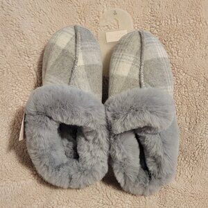 LC Lauren Conrad Women's Faux Fur Plaid Clog Slipper S 5-6 *BRAND NEW*